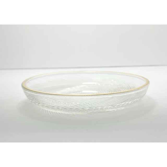 Glass Contemporary Gold Rim Swirl Shallow Glass Bowl Dishes - Set of 8 For Sale - Image 7 of 8