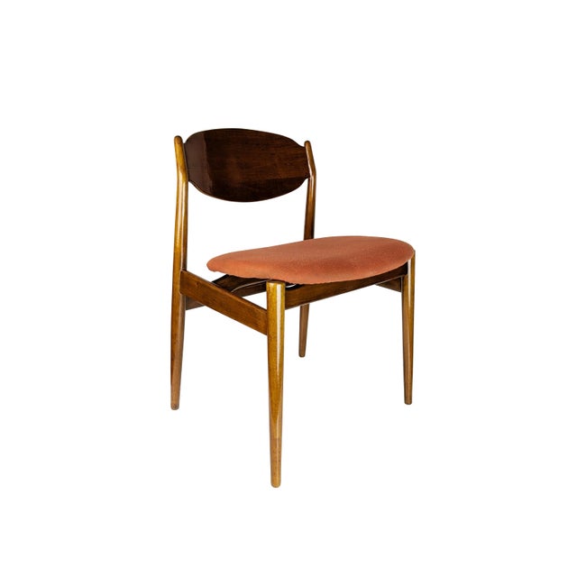 Teak wood and fabric chairs produced in the early 1960s by ISA Arredamenti. The set is composed by 5 chairs. The wooden...