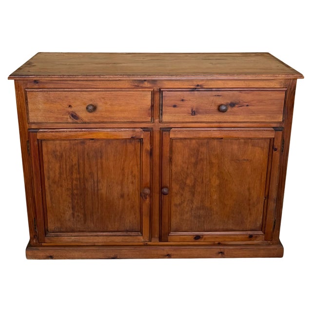 Brown 1850s Spanish Baroque Solid Pine Mobila Tuscan Two Drawers Credenza or Buffet For Sale - Image 8 of 18