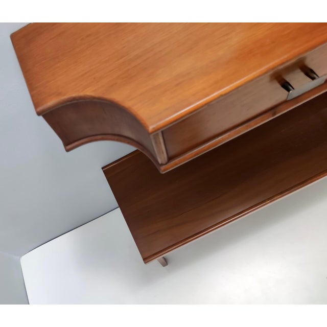 Vintage Entryway Set of Wall Mirror, Walnut Console and Bench, Italy, 1959, Set of 3 For Sale - Image 13 of 18