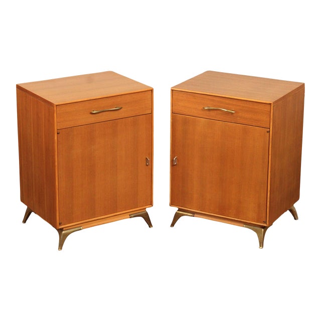 Rway Mid Century Modern Pair of Walnut Nightstand Chairish