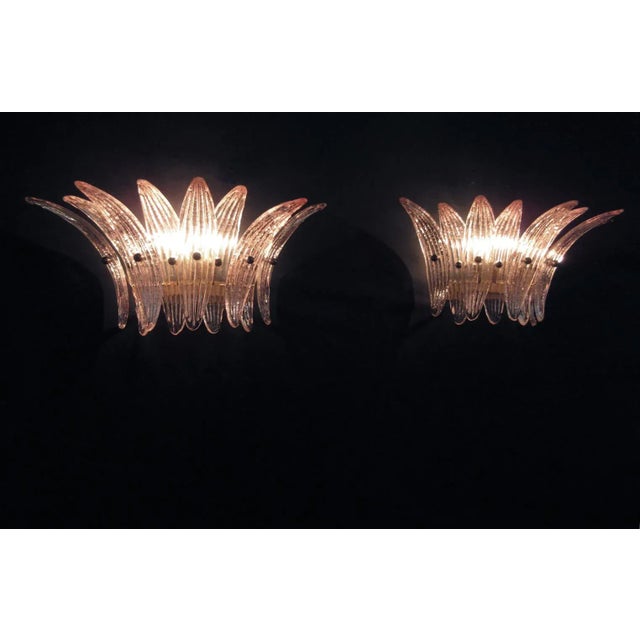 2020s Murano Palmette Pink Glass Sconces - a Pair For Sale - Image 5 of 9