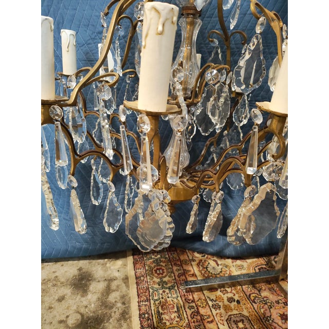 French Late 20th Century French Louis XV Style 12-Light Crystal & Brass Chandelier For Sale - Image 3 of 4