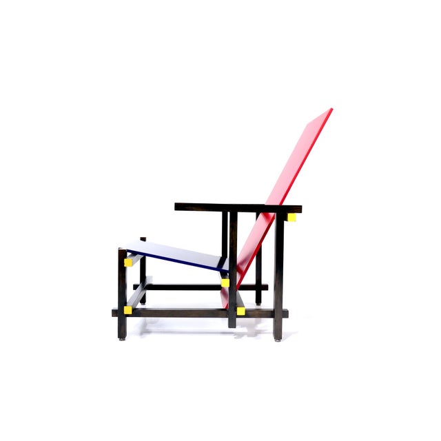 Cassina Vintage Red and Blue Chair by Gerrit Thomas Rietveld for Cassina, 1970s For Sale - Image 4 of 18