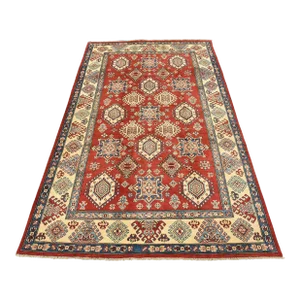 Caucasian Rug 5’8” X 8’10” Red Wool Tribal Hand-Knotted Oriental Carpet