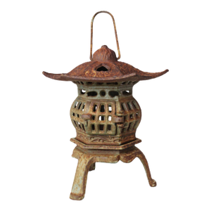 1940's Japanese Iron Candle Lantern, Hand-Crafted Japonisme