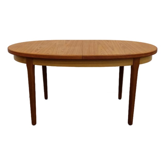 Vintage Mid Century Modern Teak Extendable Dining Table For Sale