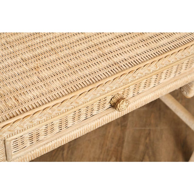 Off-white Lexington Henry Link Wicker Vanity Or Writing Desk and Chair For Sale - Image 8 of 18