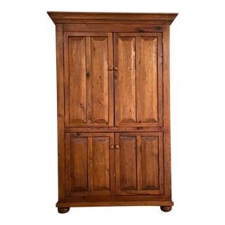 1980s Rustic Pine Armoire For Sale