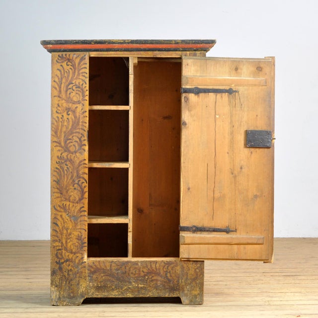 Antique Folk Art Hand Painted Cabinet, 1850s For Sale - Image 4 of 16