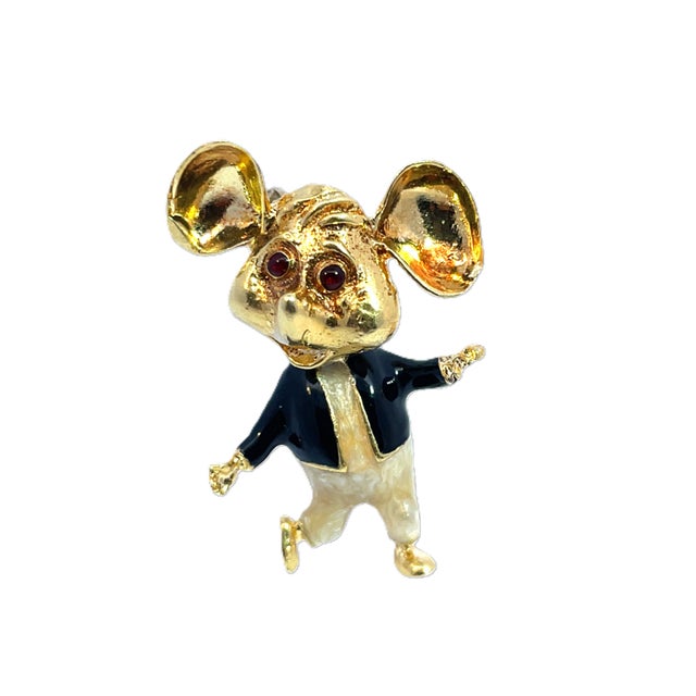 Elevate your accessory game with this exquisite gold mouse figurine brooch pin, crafted from luxurious 18k yellow gold,...
