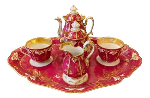 Circa 1875 French Porcelain Tete a Tete Tea Set- 6 Pieces