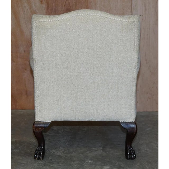 Antique Hand Carved Lion's Paw Leg Club Armchair For Sale - Image 13 of 18