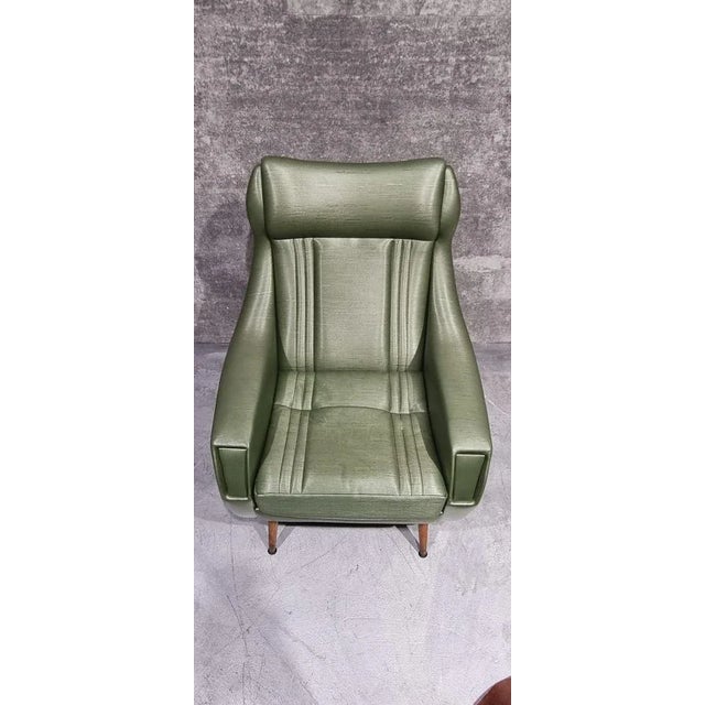 Mid-Century Lounge Chair in Sky and Wood, 1960s For Sale - Image 3 of 13