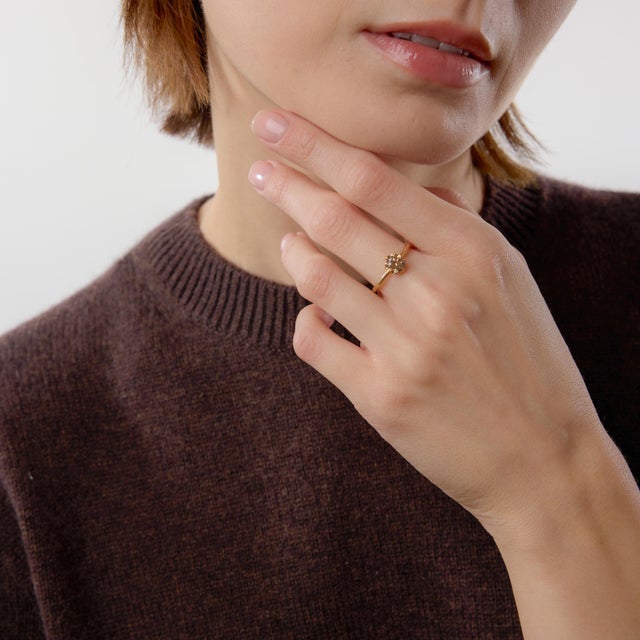 Early20th Century Victorian Style 1.01 Carat Fancy Brown Diamond 18k Yellow Gold Engagement Ring, Size 6.5 For Sale - Image 4 of 6