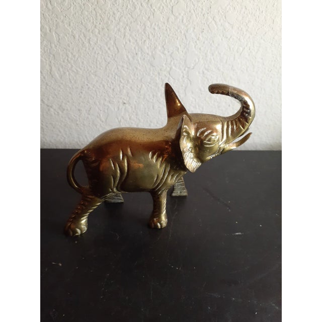 1960s 1960s Solid Brass Trunk Up Elephant Figurine For Sale - Image 5 of 6