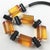 Plastic Judith Hendler Licorice and Orange Acrylic Geometric Necklace For Sale - Image 7 of 8