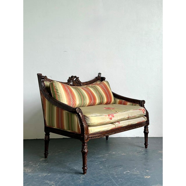 Vintage Louis XVI Carved Canape Settee For Sale In West Palm - Image 6 of 18