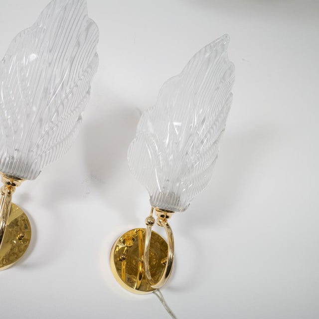 Murano Glass Leaf Sconces - a Pair For Sale - Image 10 of 12