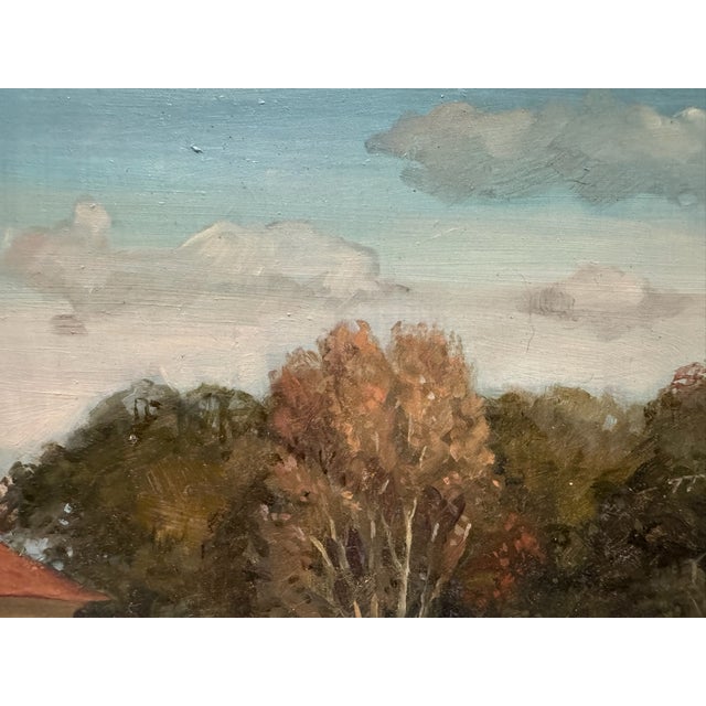 Late 20th Century Late 20th Century Ann Vaughan Leggett Signed Original Landscape Painting Figures Trees Gilt Frame For Sale - Image 5 of 9