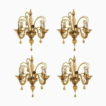 Brown Venetian Sconces, 1940s, Set of 4 For Sale - Image 8 of 9