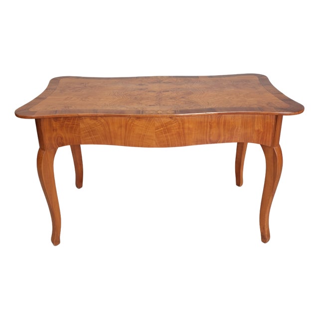 Biedermeier Table in Cherrywood with Marquetry, 1820s For Sale