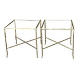 Pair of Maison Bagues Style Faux Bamboo Solid Brass Side Tables For Sale