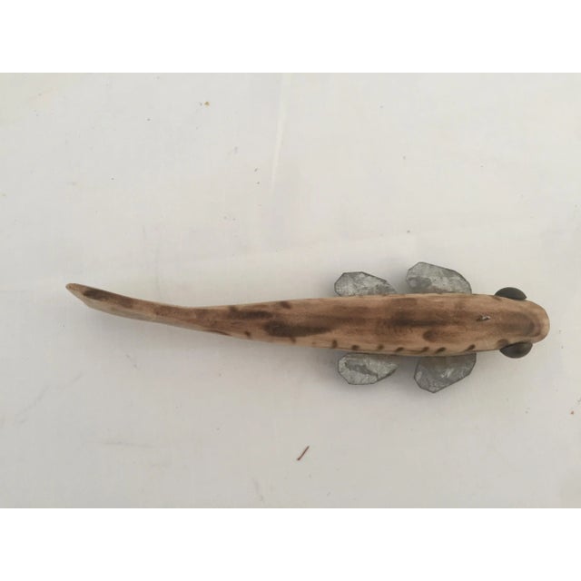 Rustic Vintage Hand-Carved Hand Painted 6.5" Ice Fishing Weighted Fish Decoy For Sale - Image 3 of 5