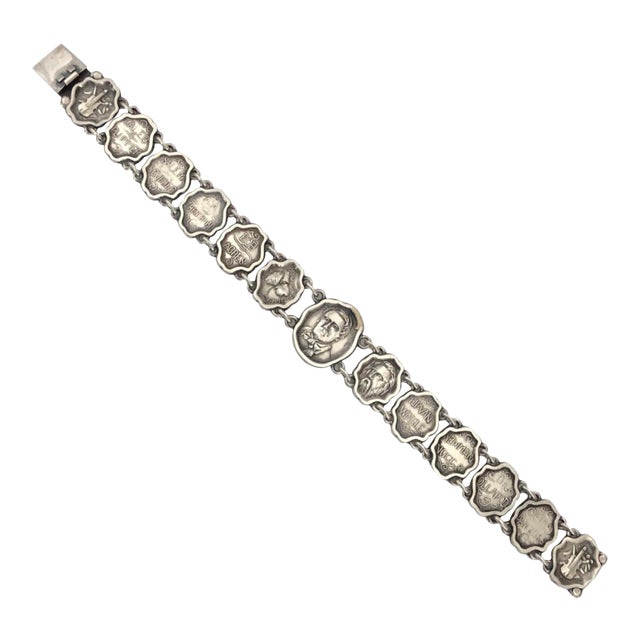 Victorian Sterling Silver Theatrical Literary Link Bracelet For Sale