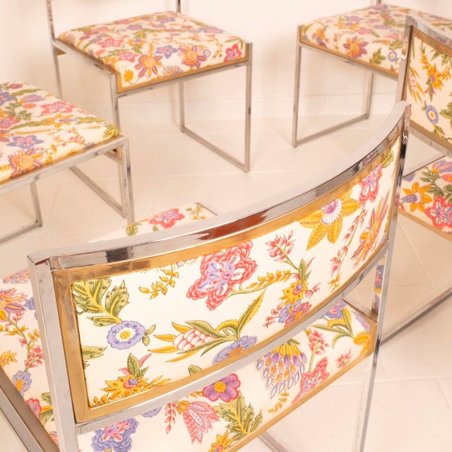 Pink SQ-AL Chairs in Brass and Steel, 1970s, Set of 8 For Sale - Image 8 of 18