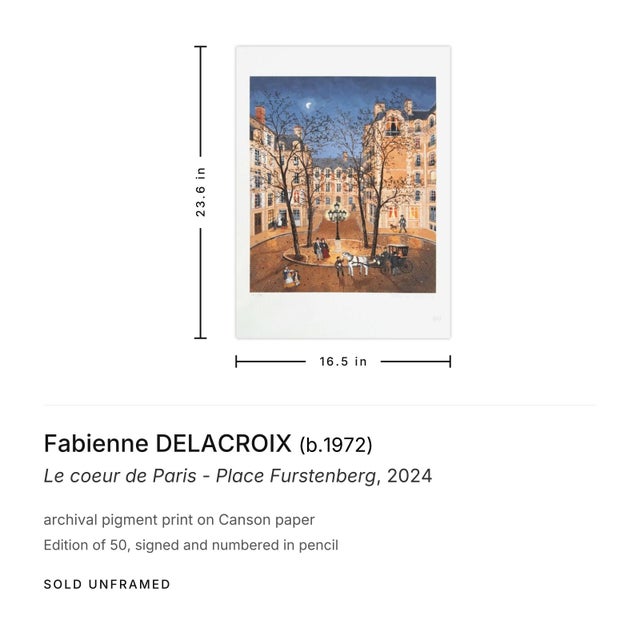 Shabby Chic 2024 Fabienne Delacroix Le Coeur De Paris - Place Signed Archival Pigment Print For Sale - Image 3 of 3