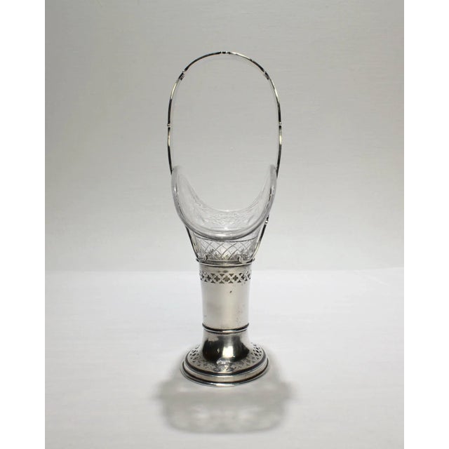 American Antique Gorham Sterling Silver and Cut-Glass Handled Basket For Sale - Image 3 of 11