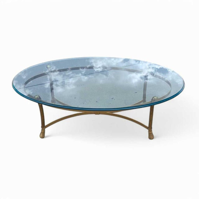 Late 20th Century Attributed LaBarge Glass Top Brass Coffee Table For Sale - Image 16 of 18