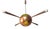 Chandelier in Copper Brass and Colored Glass 4 Copper Cones For Sale