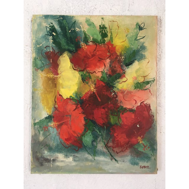 Vintage Oil on Canvas, Hibiscus For Sale - Image 9 of 9