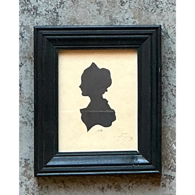 Wood Vintage Silhouette Portrait in Black Frame For Sale - Image 7 of 12