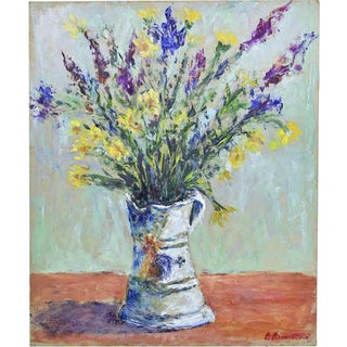 Pino Romanò, Jug and Flowers, Oil Painting, 1990s For Sale