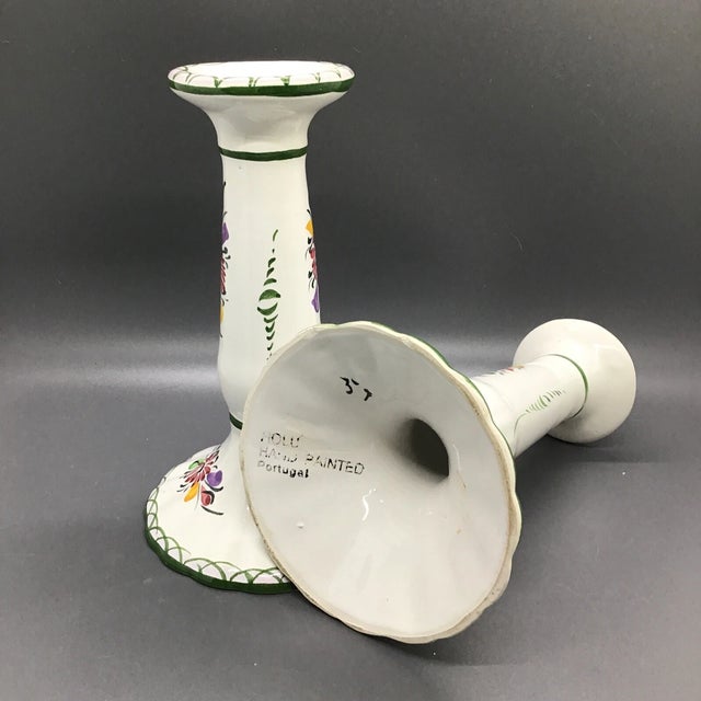 Mid-Century Modern Vintage MCM Hand Painted Taper Candle Holders- Set of 2 For Sale - Image 3 of 7