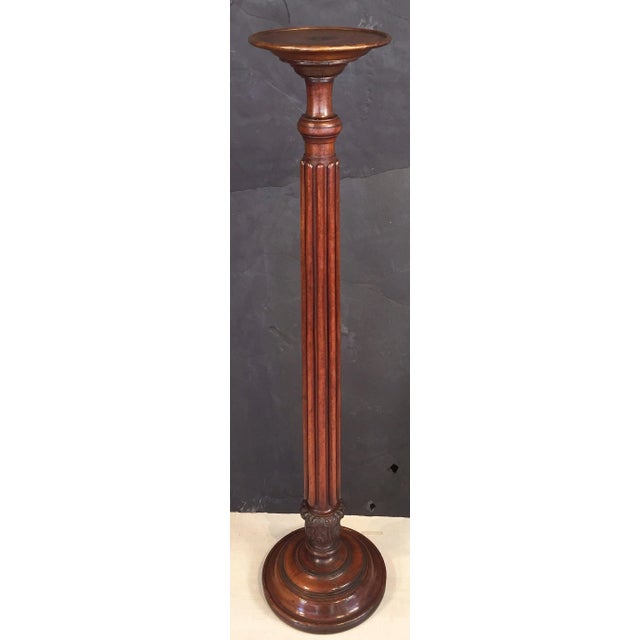 English Torchère Pedestal Stand of Turned Mahogany From England (H 57) For Sale - Image 3 of 11