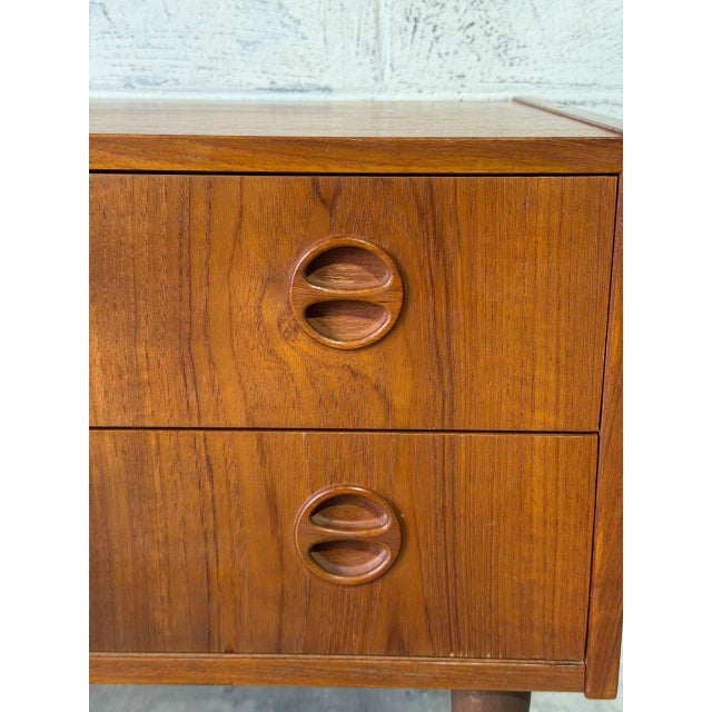 1960s Small Danish Teak Dresser With 2 Drawers Scandinavian Mid-Century Modern Vintage For Sale - Image 5 of 12