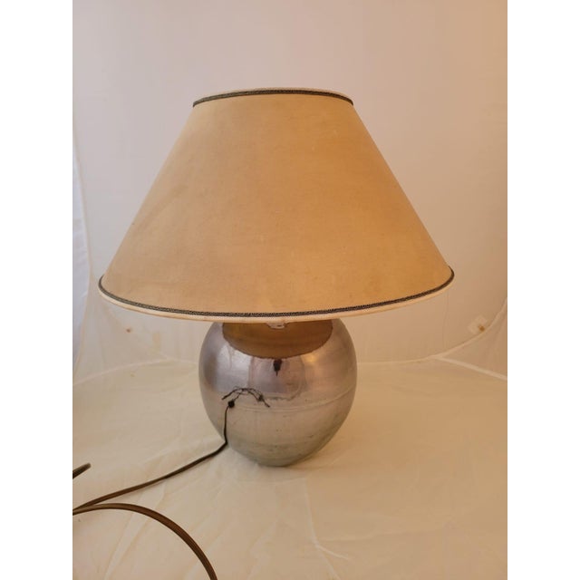 Vintage Silver-Plated Ceramic Table Lamp from La Bottega, 1980s For Sale - Image 11 of 13