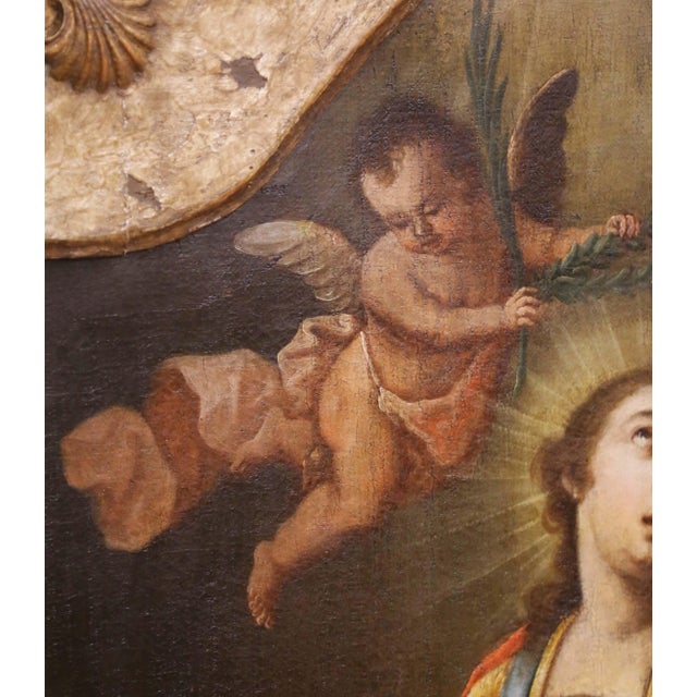 18th Century Spanish Baroque Saint Julius Martyr Oil Painting With Angels For Sale In Dallas - Image 6 of 13