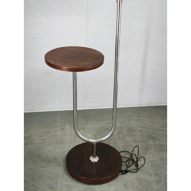 Vintage Art Deco Chrome Floor Lamp with Opaline Globe and Side Table, 1940s For Sale - Image 9 of 11