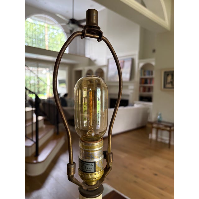 Pair Vintage MCM Yellow Crackle Glaze Ceramic Ginger Jar Table Lamps For Sale - Image 11 of 12