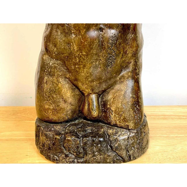 Mid 20th Century French Modern Bronzed Plaster Sculpture of a Male Nude Torso For Sale - Image 10 of 13