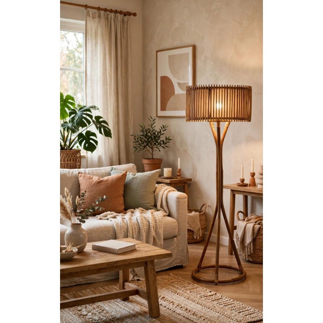 This specific floor lamp is frequently associated with Albini's style due to the masterful bending of the bamboo and the...