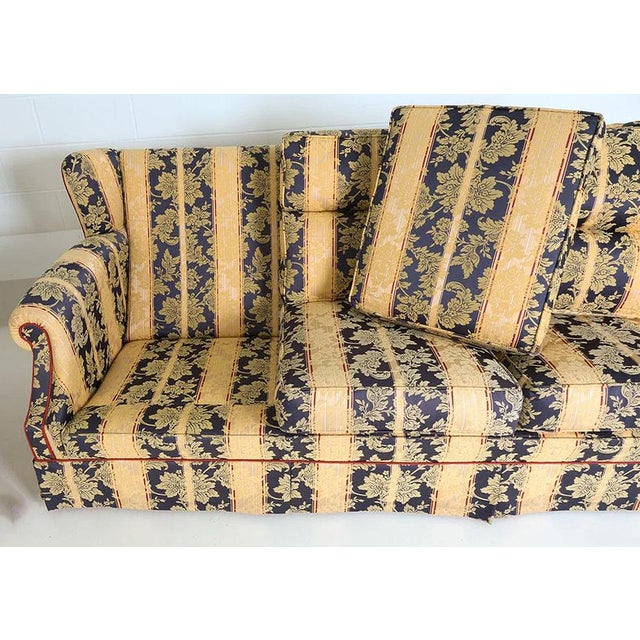 English Late 20th Century Peter Guild Upholstery Fine English Fabric Upholstered Rolled Arm Sofa For Sale - Image 3 of 11
