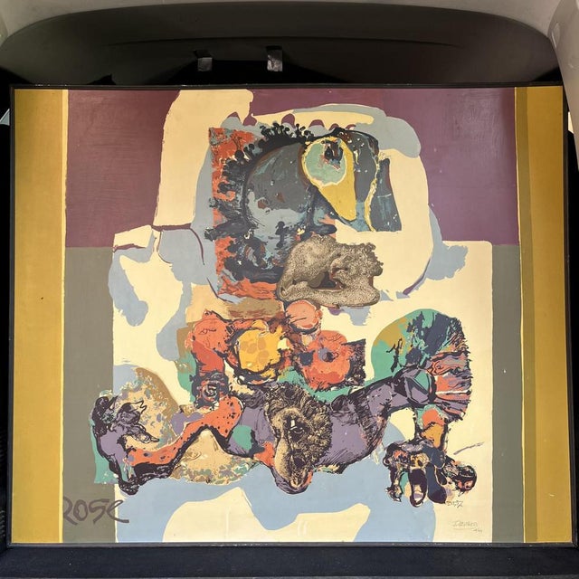 Bernard Desfrere, Cobra Movement Rose, Oil Screen Print, 1972 For Sale - Image 16 of 17