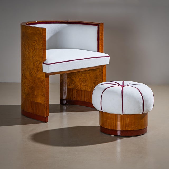 Art Deco Armchairs with Pouf, probably Italy For Sale - Image 9 of 15