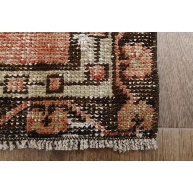 Orange Brown Turkish Vintage Handmade Wool Runner Rug For Sale - Image 9 of 10